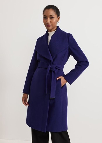 Phase Eight Nicci Belted Wool Coats Purple Australia | MB5014389